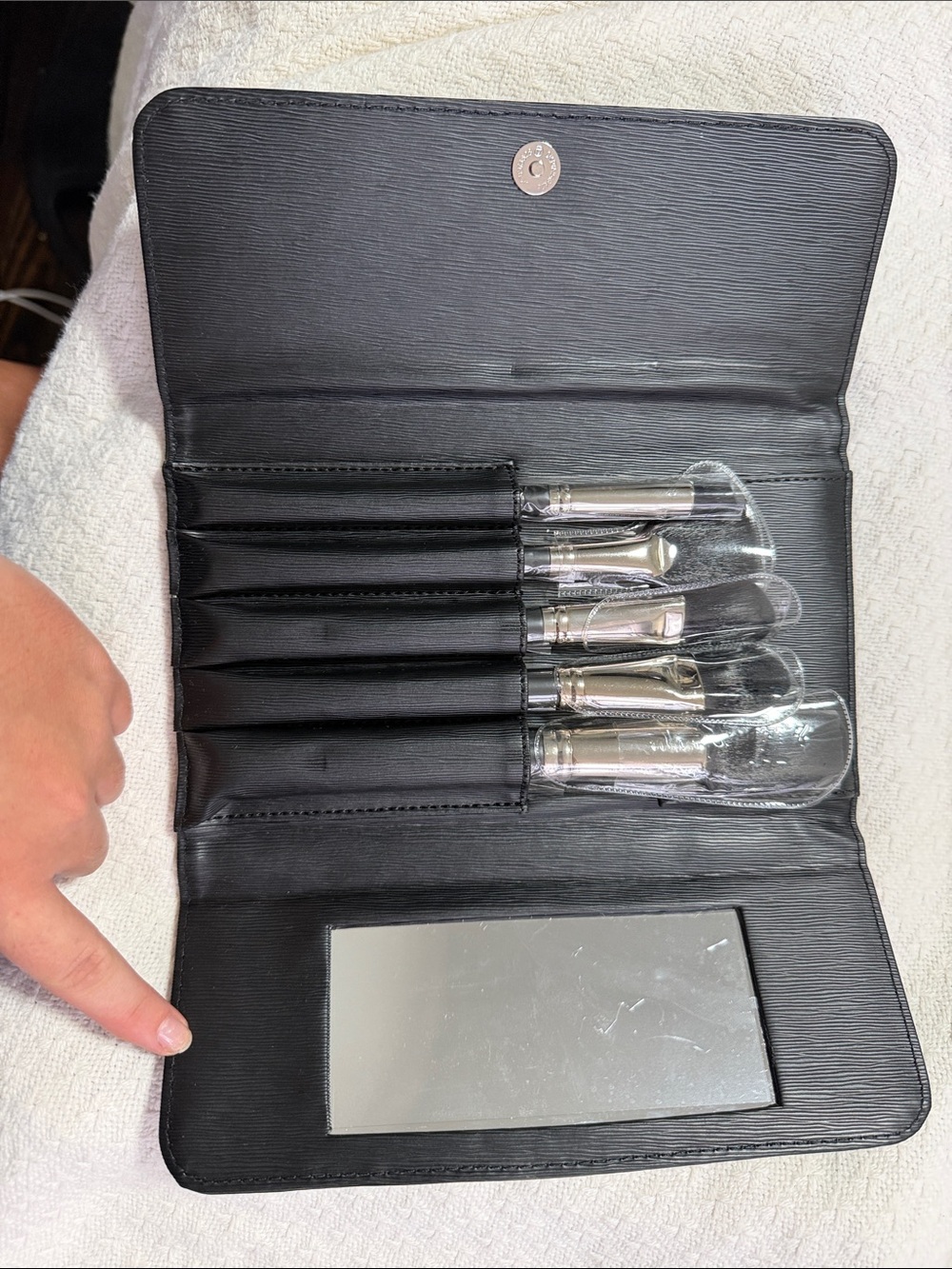 Aesthetica Black Compact Brush Set with Silver Handles